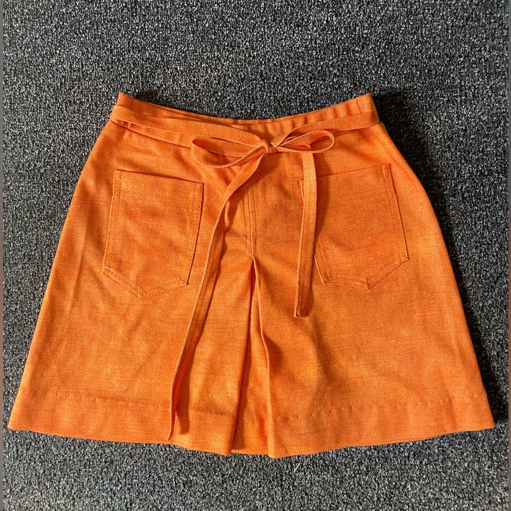 White Stag | Orange Pleated Mini Skirt w/ Front Pockets